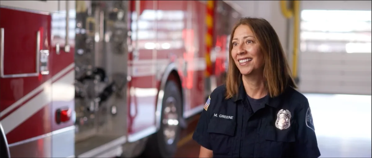Maggie Greene, an accelerant-detection K9 handler, at the fire station.